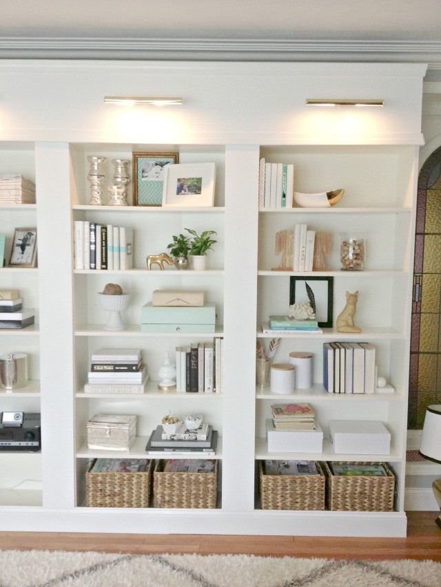 white bookshelves behind the scenes of my better homes and gardens shoot - built in UKMKXNK