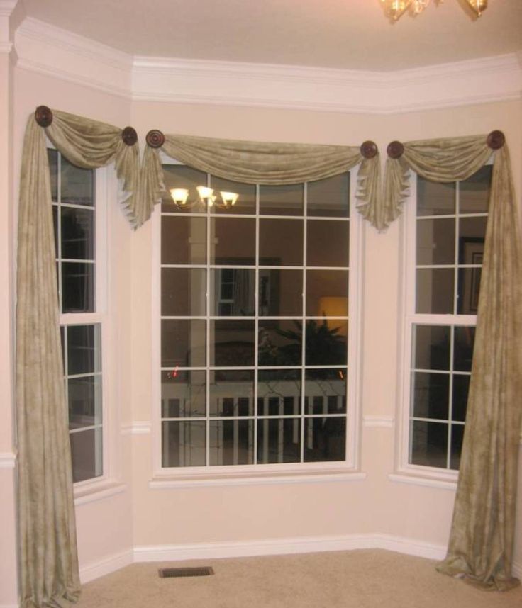 window scarves home design and decor , pretty window scarf ideas : bay window asymmetrical RWUUXYE