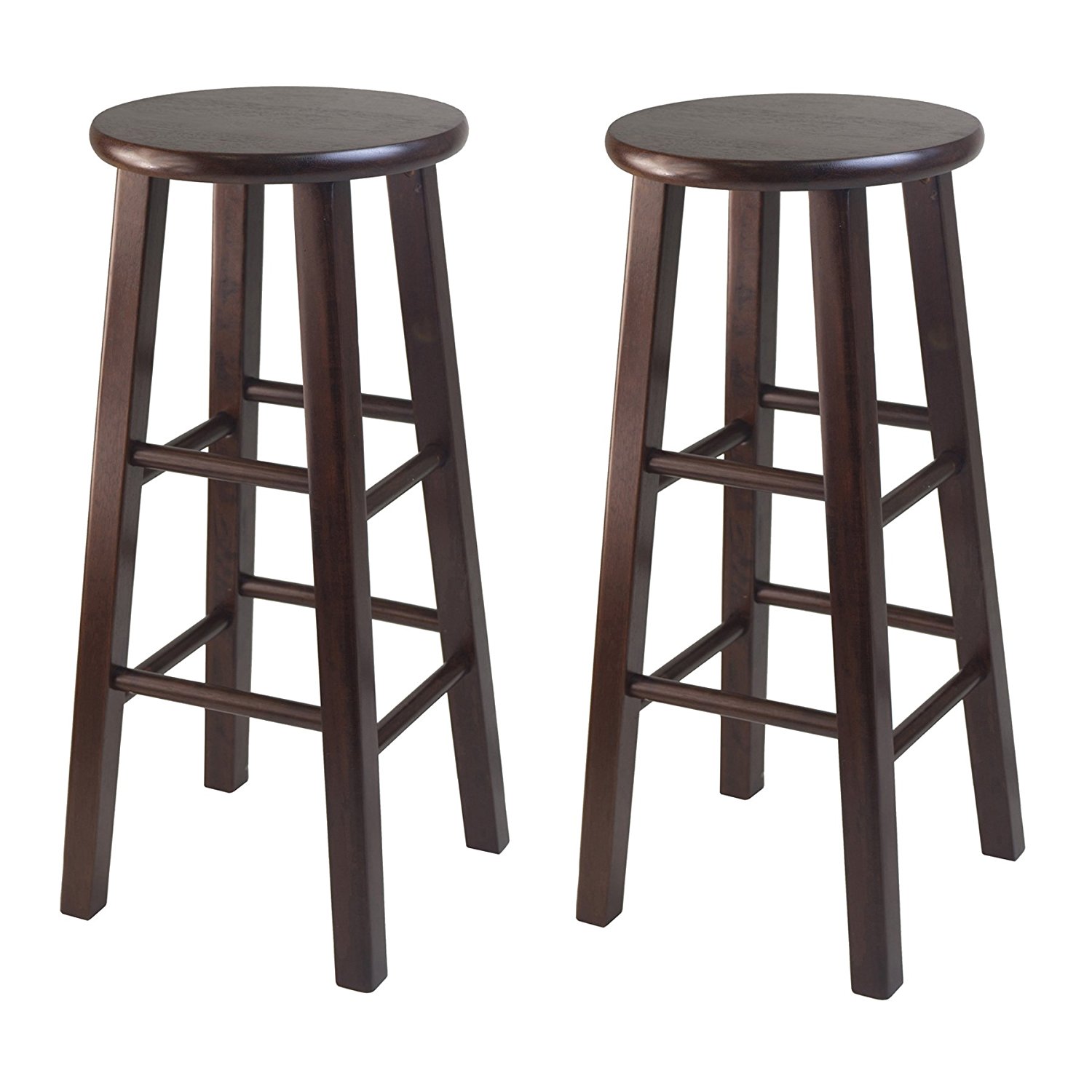 wood bar stools amazon.com: winsome 29-inch square leg bar stool, antique walnut, set of 2: SRYRJFA
