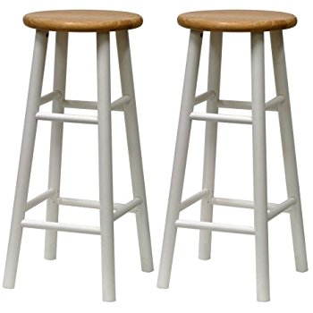 wood bar stools winsome wood s/2 beveled seat 30-inch bar stools nat/wht NQLRDYA