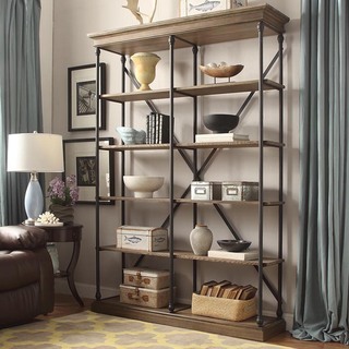 wood bookcases barnstone cornice double shelving bookcase by inspire q artisan QUBSBIM