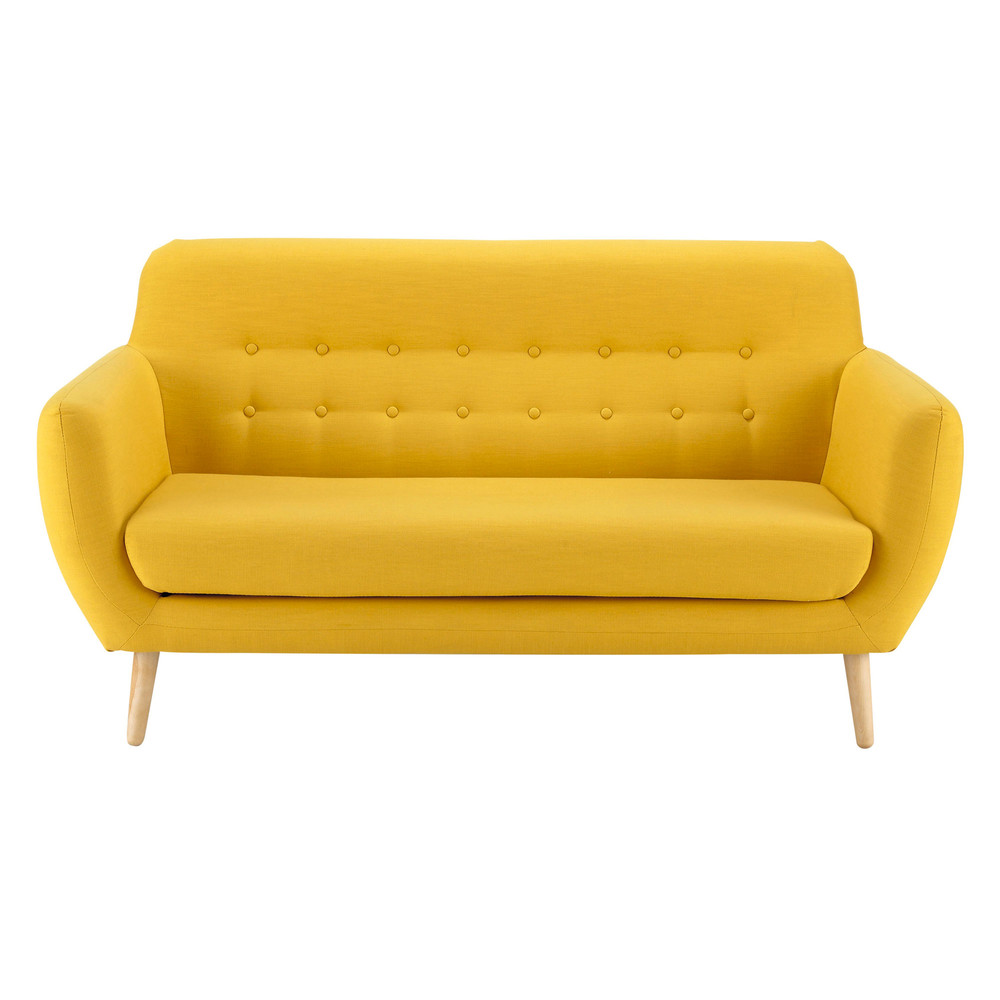 yellow sofa scandinavian yellow fabric 2/3 seater sofa PNWEHGS
