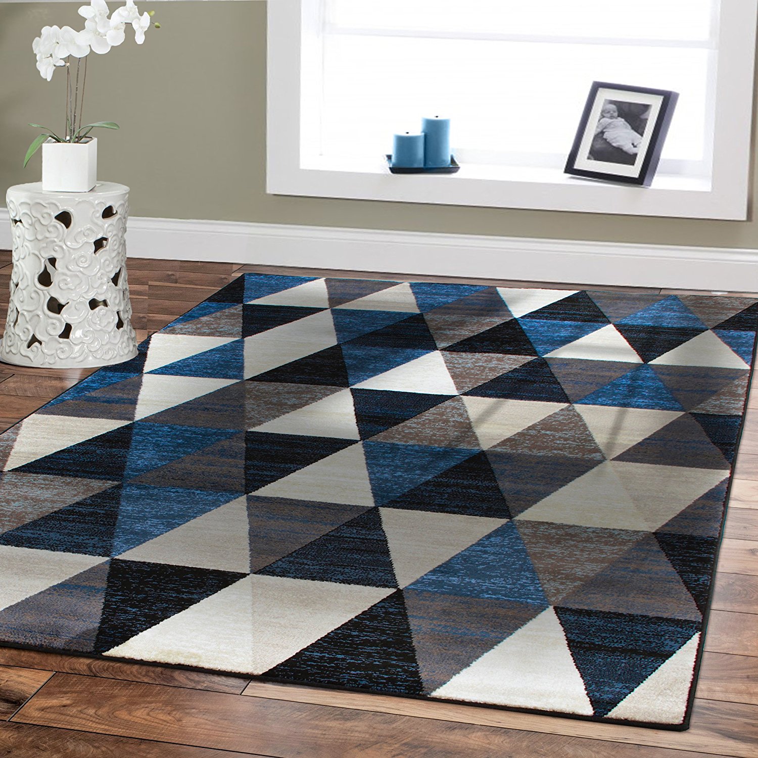 amazon.com: premium large rugs 8x11 modern rugs for brown sofa blue rugs LGOCYOL