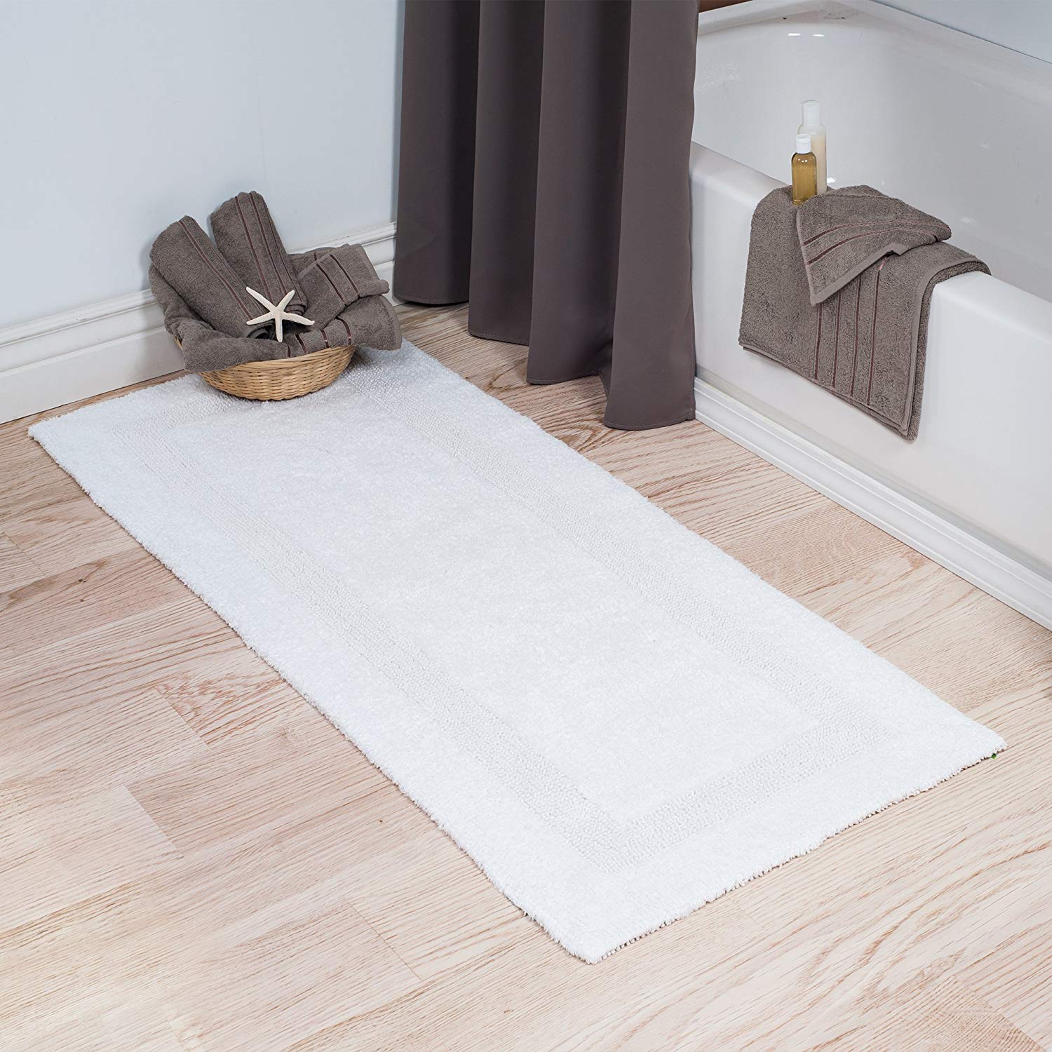bath rug amazon.com: lavish home cotton bath mat- plush 100 percent cotton 24x60  long BTAREOQ