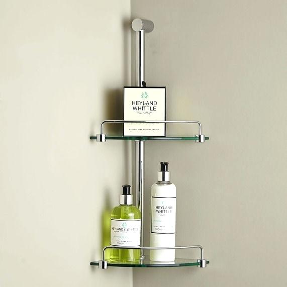 Bathroom Glass Shelves bathroom glass shelf minimalist corner double glass shelf for bathroom  shelves designs DJWWNHQ