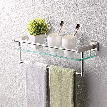 Bathroom Glass Shelves kes a2225-2 sus304 stainless steel bathroom glass shelf wall mount with  towel FLLBMIK