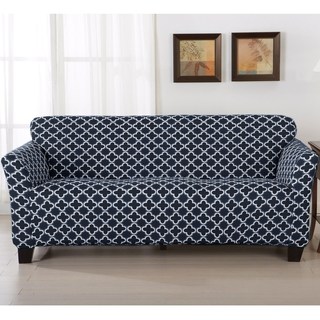 couch cover home fashion designs brenna collection trellis print stretch form-fitted sofa  slipcover WUGFUMQ