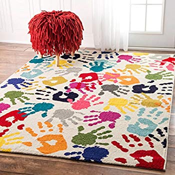 kids area rugs nuloom handprint collage kids nursery area rugs, 5u0027 x 8u0027, multicolor GRHLNLX