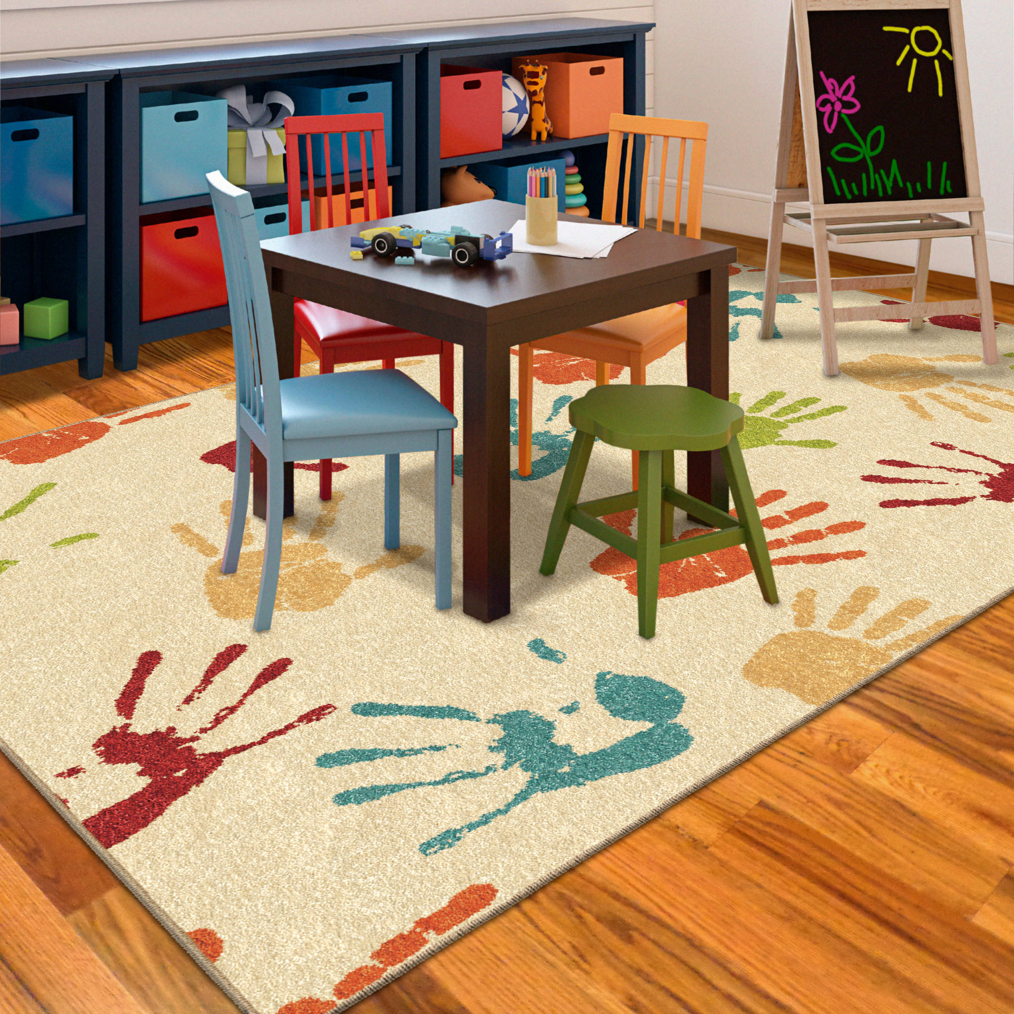 kids area rugs orian handprints fun kidsu0027 area rug - walmart.com CEKGWIS