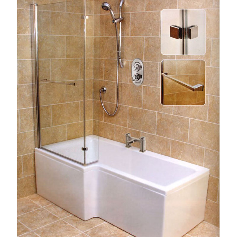 L shaped bath ... left-handed l-shape bath with bath screen including chrome rail and  square XYNEFXC