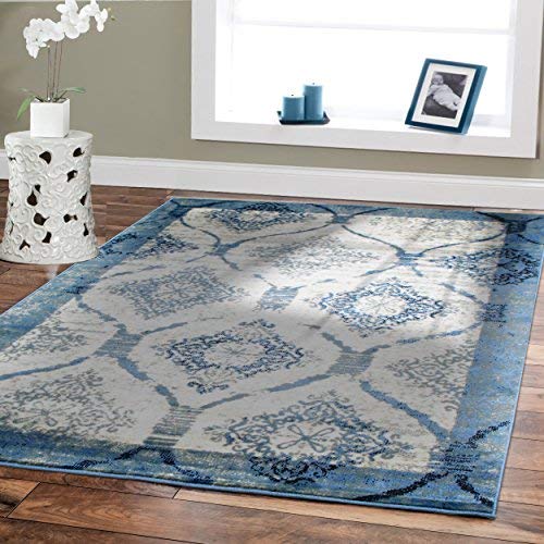 Large Area Rugs premium 8x11 rug blue modern rugs for living room blues cream ivory black EEDXTHJ