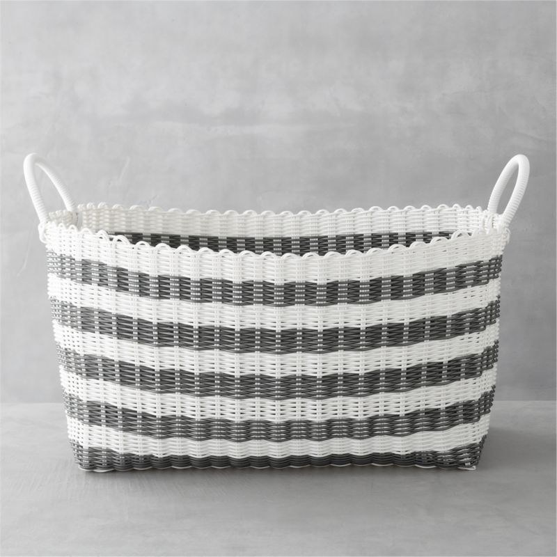 Laundry Basket grey-white stripe laundry hamper + reviews | crate and barrel VECOFEX
