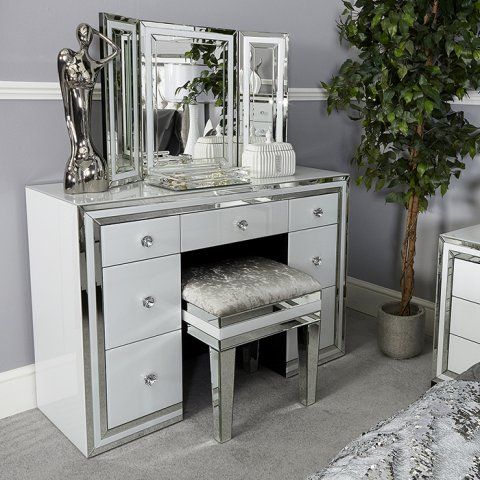 Mirrored Dressing Table dubai white mirrored dressing table TDWXMWH