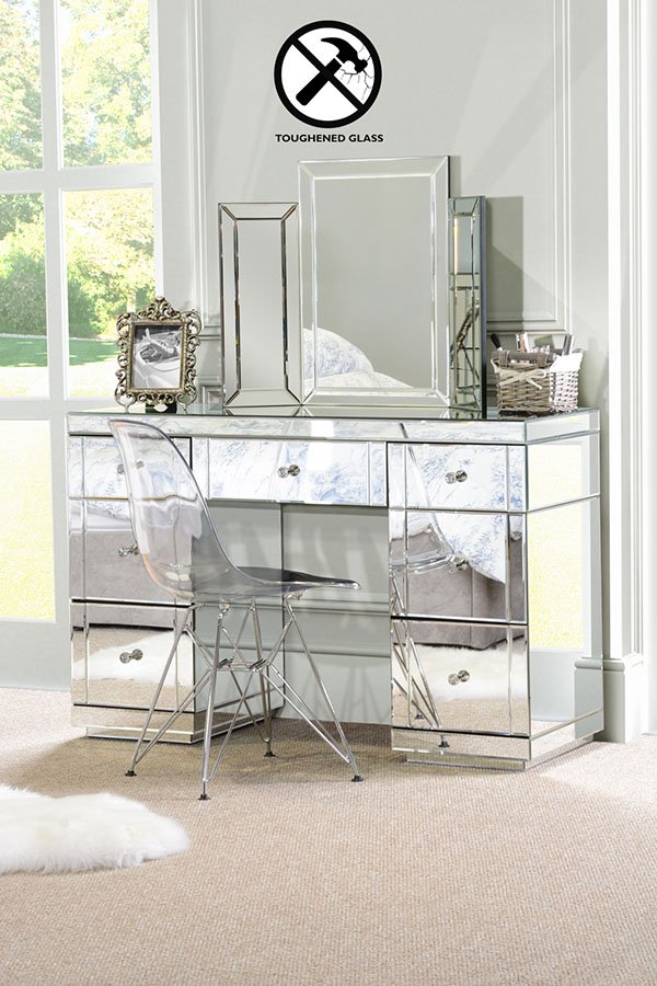 Mirrored Dressing Table valeria toughened mirrored dressing table UFXTCIQ
