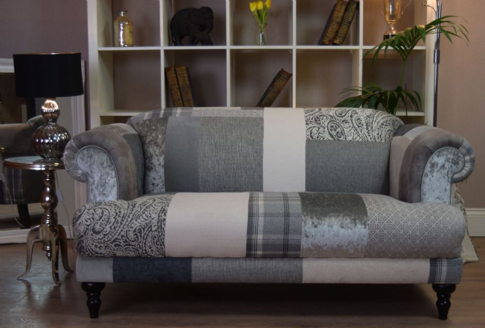 Patchwork Sofa aspen 2 seater sofa - patchwork natural grey silver - out of stock ZNZUYLI