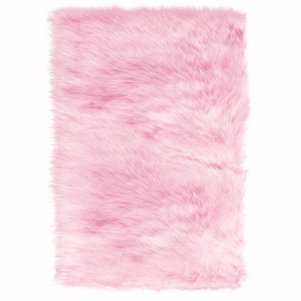 pink rug home decorators collection faux sheepskin pink 3 ft. x 5 ft. area rug INGMQUV