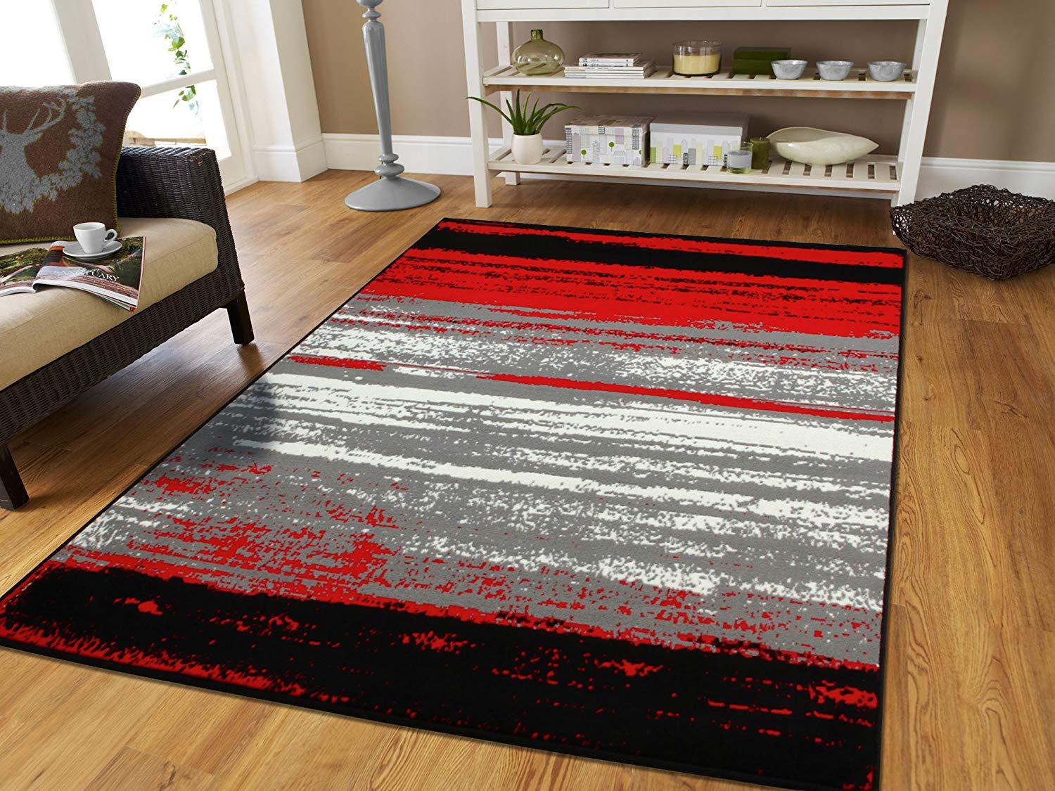 red rugs for living room amazon.com: large grey modern rugs for living room 8x10 abstract area rugs QXGIGQS