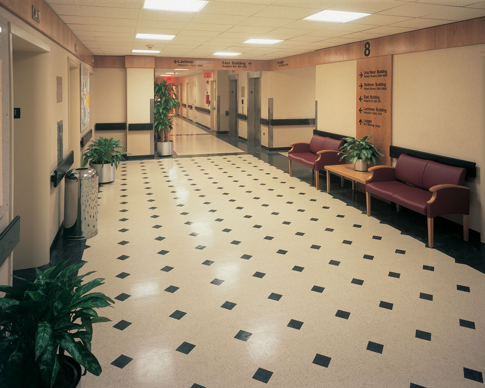 resilient flooring hospital elevator corridor TLAJKWF