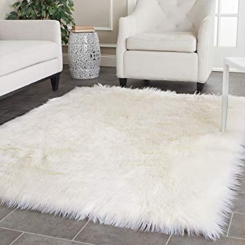 shag rugs amazon.com: safavieh faux silky sheepskin fss235a ivory area shag rug (4u0027 x ISQYZDT