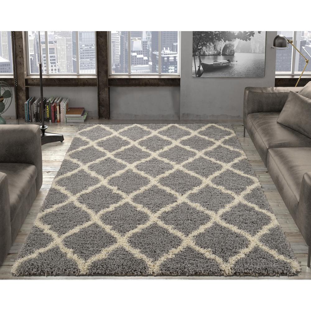 shag rugs ultimate shaggy contemporary moroccan trellis design grey 8 ft. x 10 ft. RTQRWHC