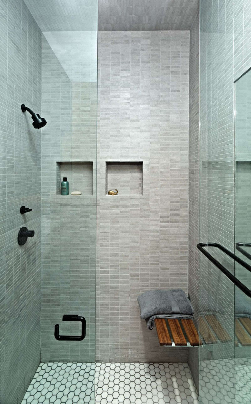 shower shelves 12 ideas for including built-in shelving in your shower // this tiny ZYOCAGJ
