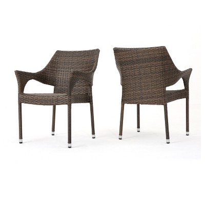 Stacking Chairs mirage set of 2 wicker stacking chairs - mix mocha - christopher knight PGBDFTH