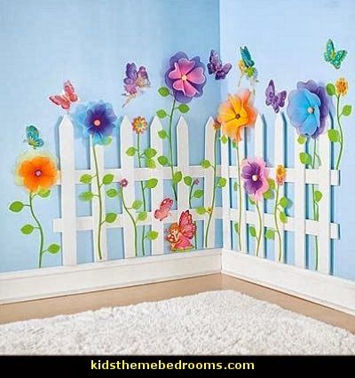 wall decoration theme picket fence wall decor | ... - decorating butterfly garden themed bedrooms UHQBPCT