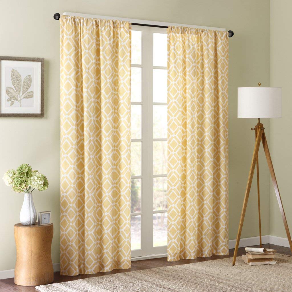Yellow Curtains amazon.com: delray diamond window curtain yellow 84 OMLEYTU