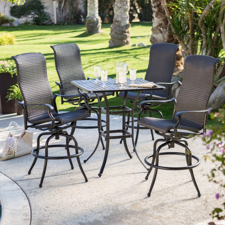 Bar Height Patio Set with Swivel Chairs goodworksfurniture