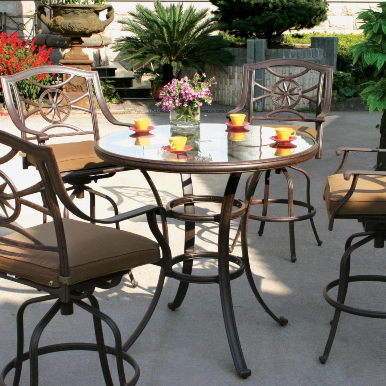 bar height patio set with swivel chairs darlee ten star 5 piece cast aluminum patio bar set with MVZKSBY