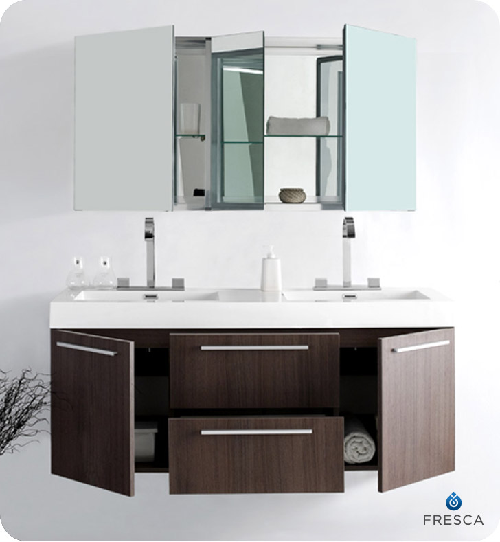 bathroom vanities with matching medicine cabinets ... picture of fresca opulento gray oak modern double sink bathroom IDPSDMV