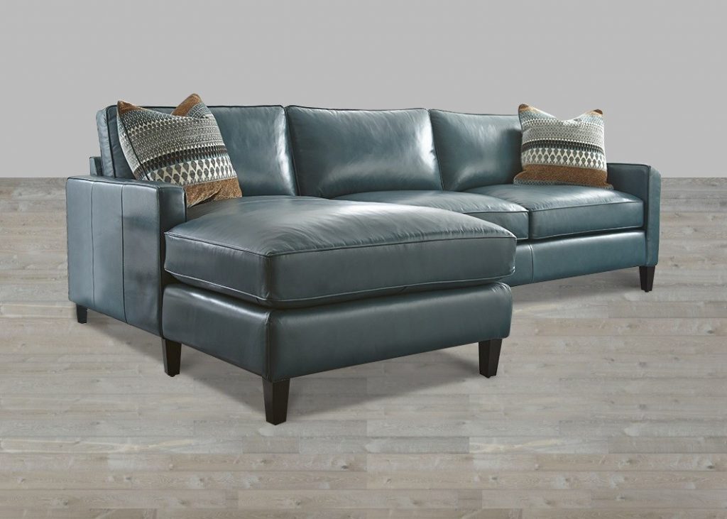 Blue Leather Sectional Sofa with Chaise goodworksfurniture