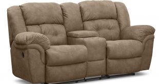 brown microfiber reclining loveseat with console and double glass holder POWBGDO
