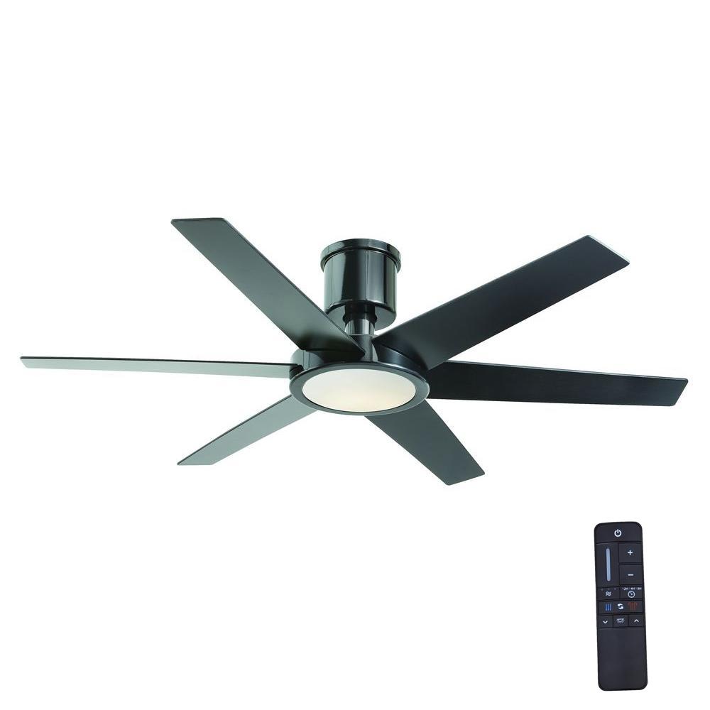 ceiling fans with led lights and remote control home decorators collection clermont 52 in. led indoor glossy black ceiling SIPMEOZ