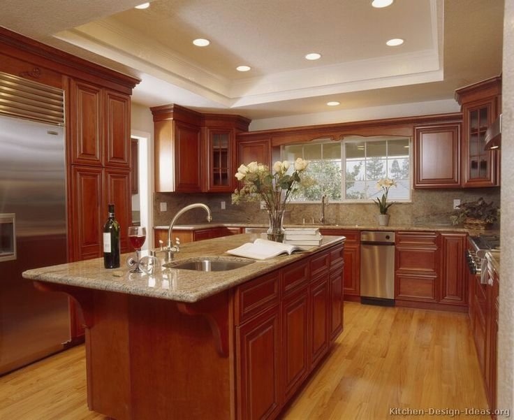 coolest kitchen color schemes with cherry cabinets in nice home VQKIADG