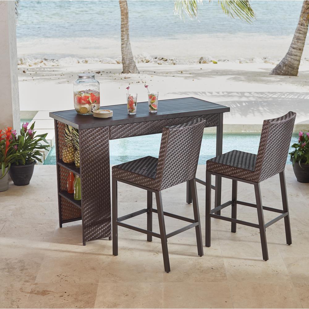 counter height outdoor table and chairs rehoboth 3-piece wicker outdoor bar height ... ZGHQPZM