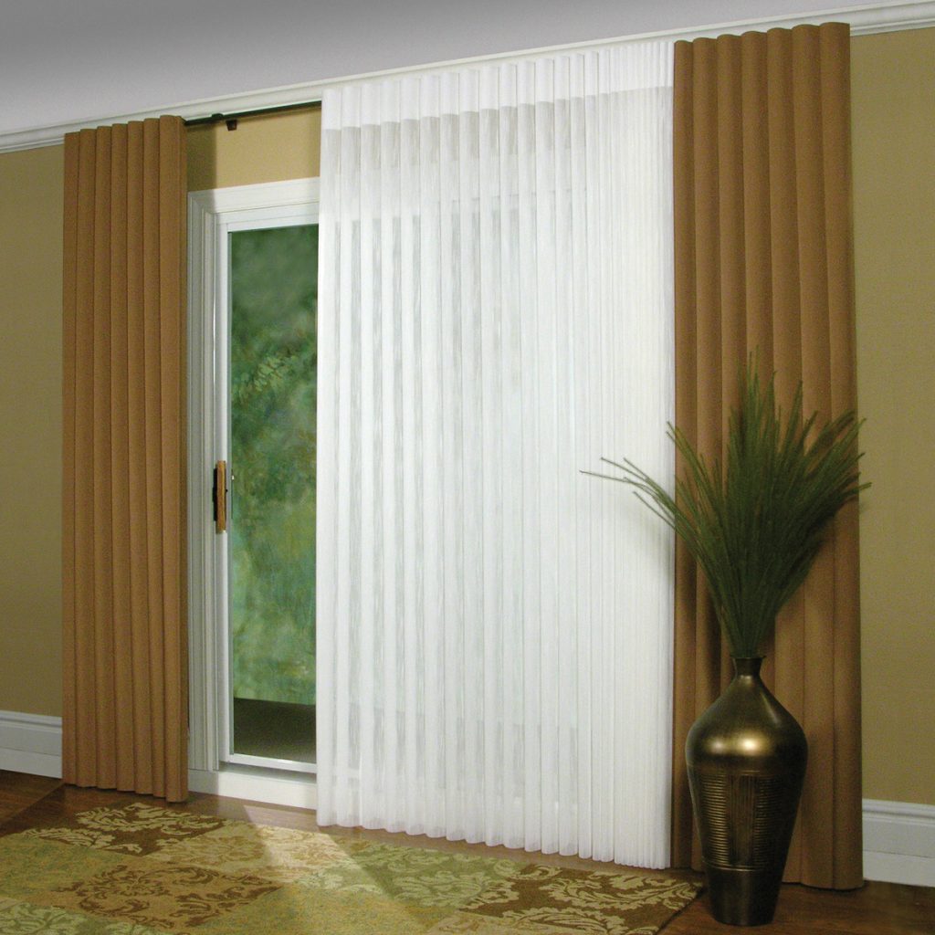 Elegant Curtains for Sliding Glass Doors with Vertical Blinds