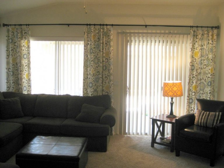 Elegant Curtains for Sliding Glass Doors with Vertical Blinds