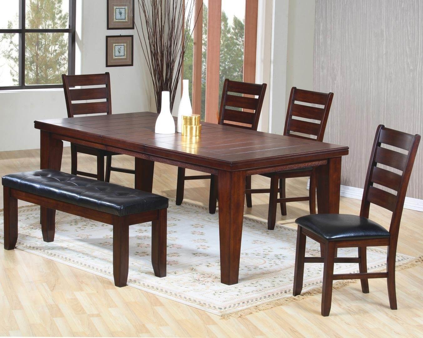dining room table with bench and chairs solid wood six piece dining set with cushioned bench. the UTKVOHU