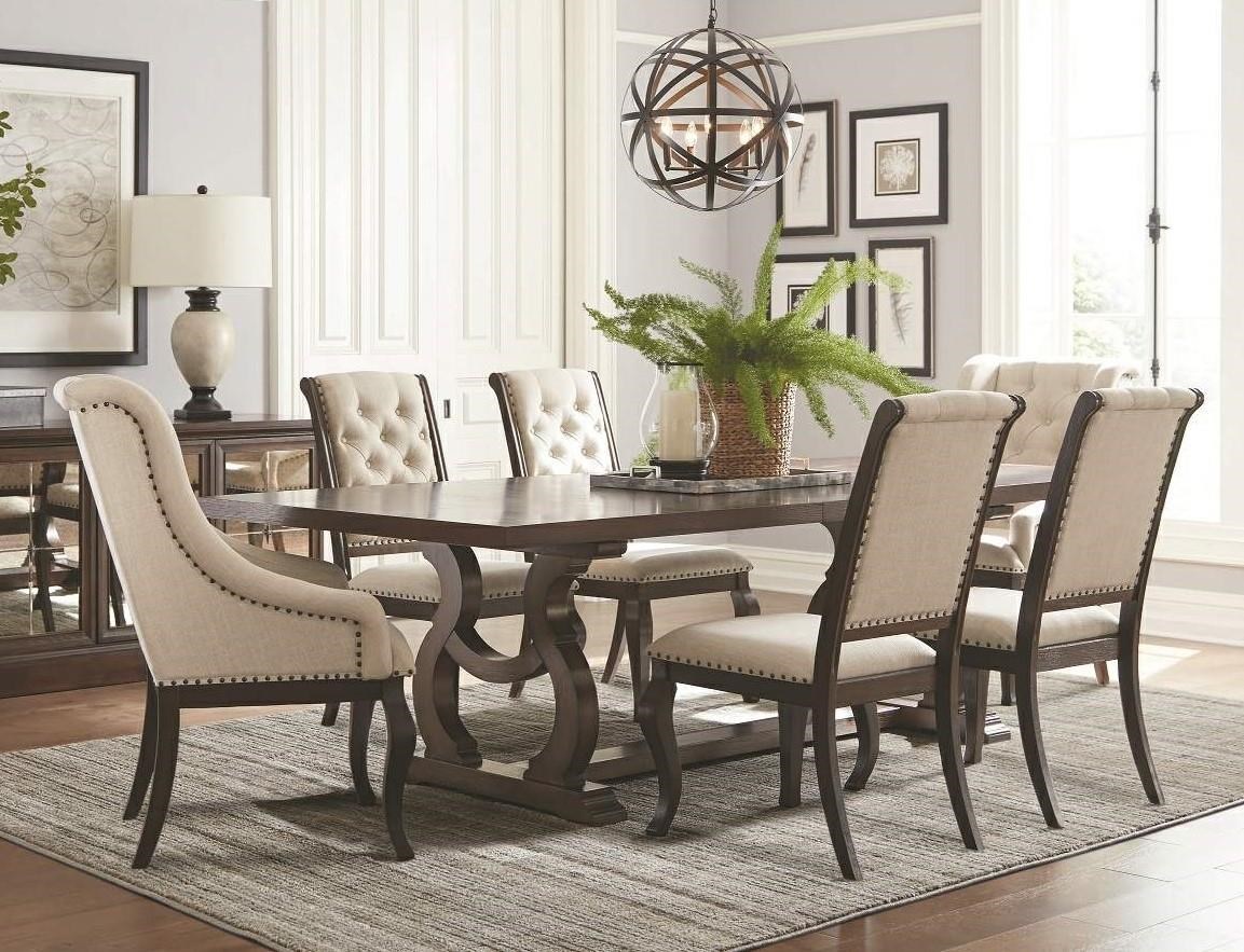 dining room table with upholstered chairs coaster glen covetrestle dining table u0026 upholstered chair set ... ACZWVJX
