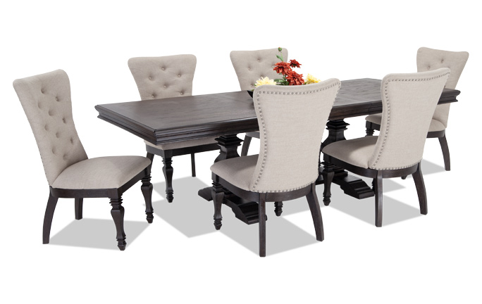 dining room table with upholstered chairs riverdale 7 piece dining set with upholstered chairs DLBFTSM