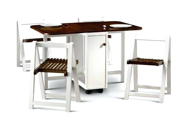 drop leaf table with folding chairs stored inside medium white GUILMLS