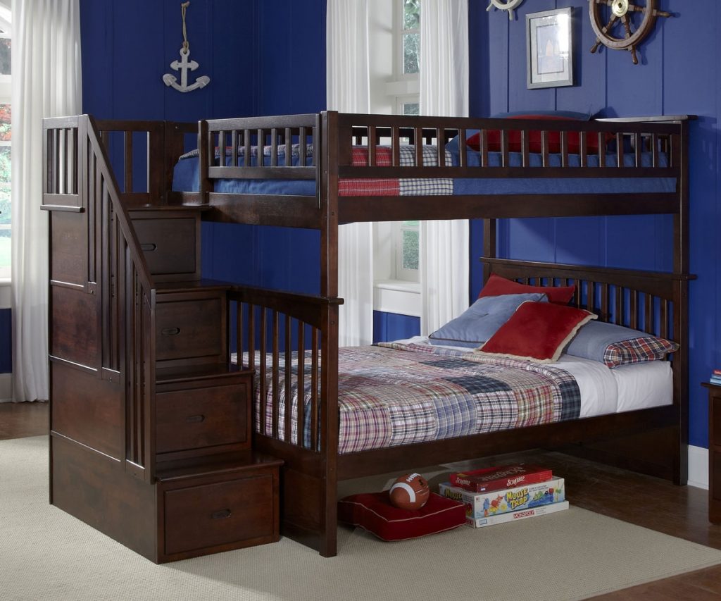 Modern Full Bunk Beds with Trundle and Stairs goodworksfurniture