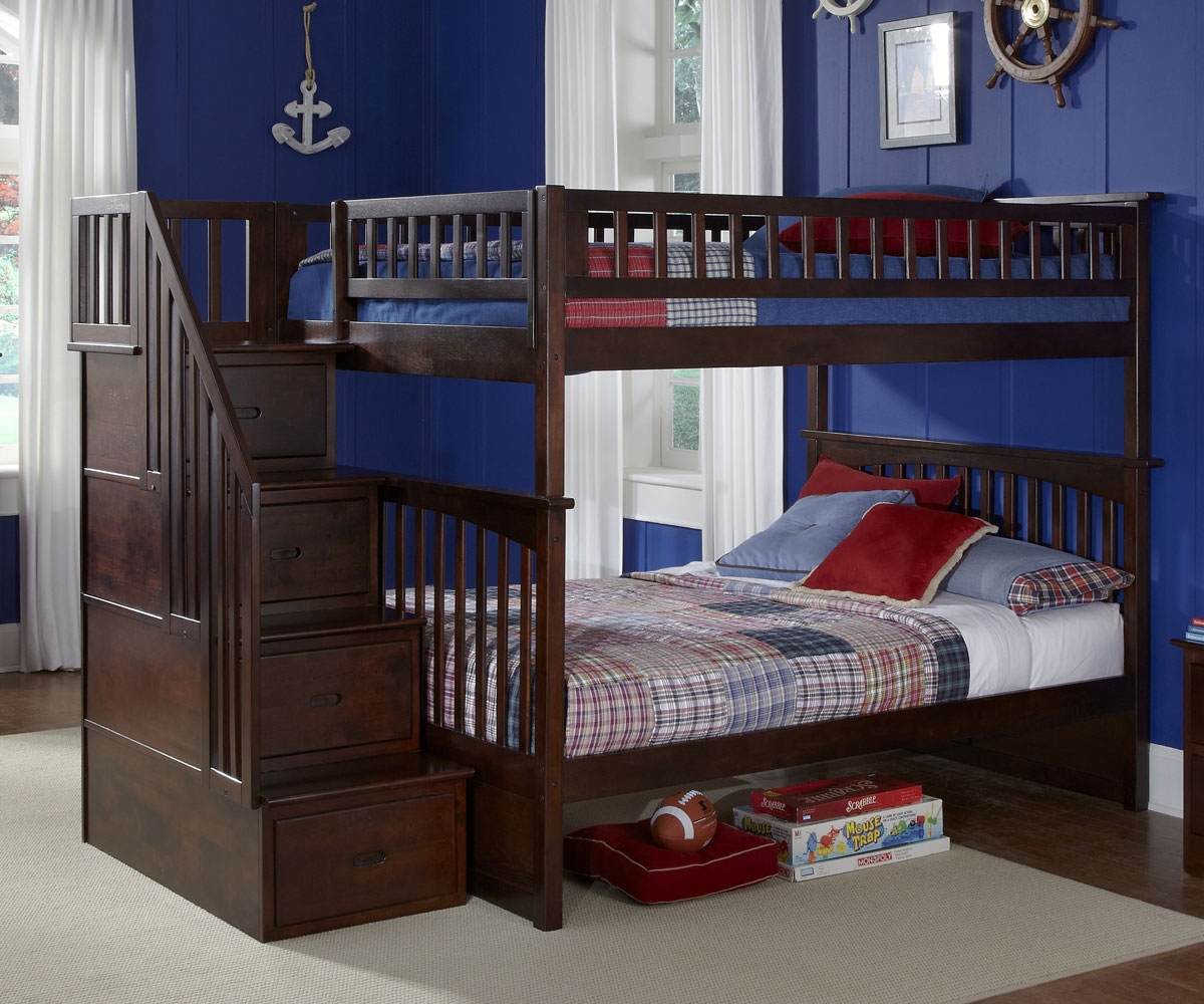 full over full bunk beds with trundle and stairs alternative views: QCEYOKX