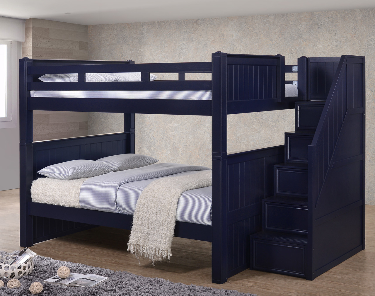 full over full bunk beds with trundle and stairs dillon full over full bunk beds with storage stairs | LZSDUKN