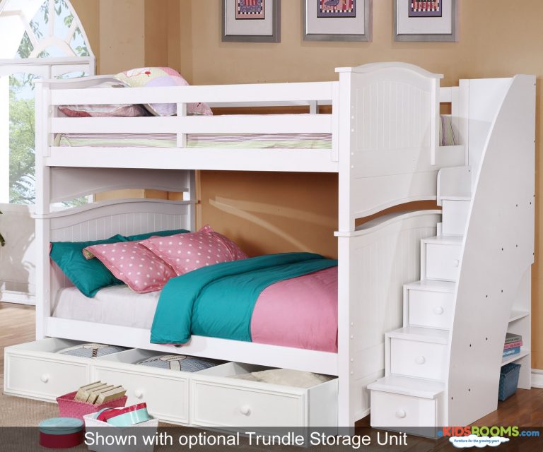 Modern Full Bunk Beds with Trundle and Stairs goodworksfurniture