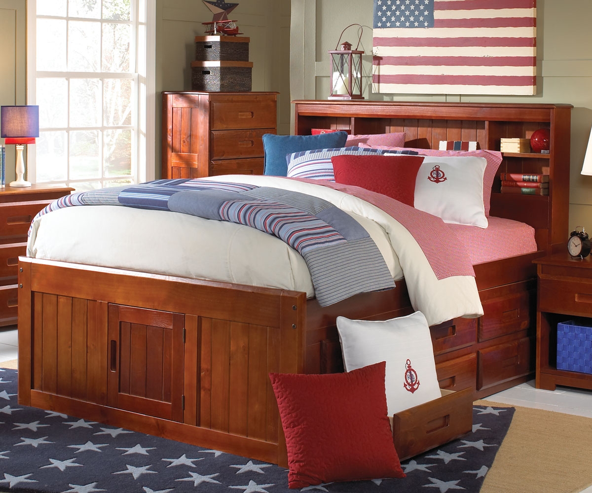 full size captains bed with bookcase headboard alternative views: CCLHQTG