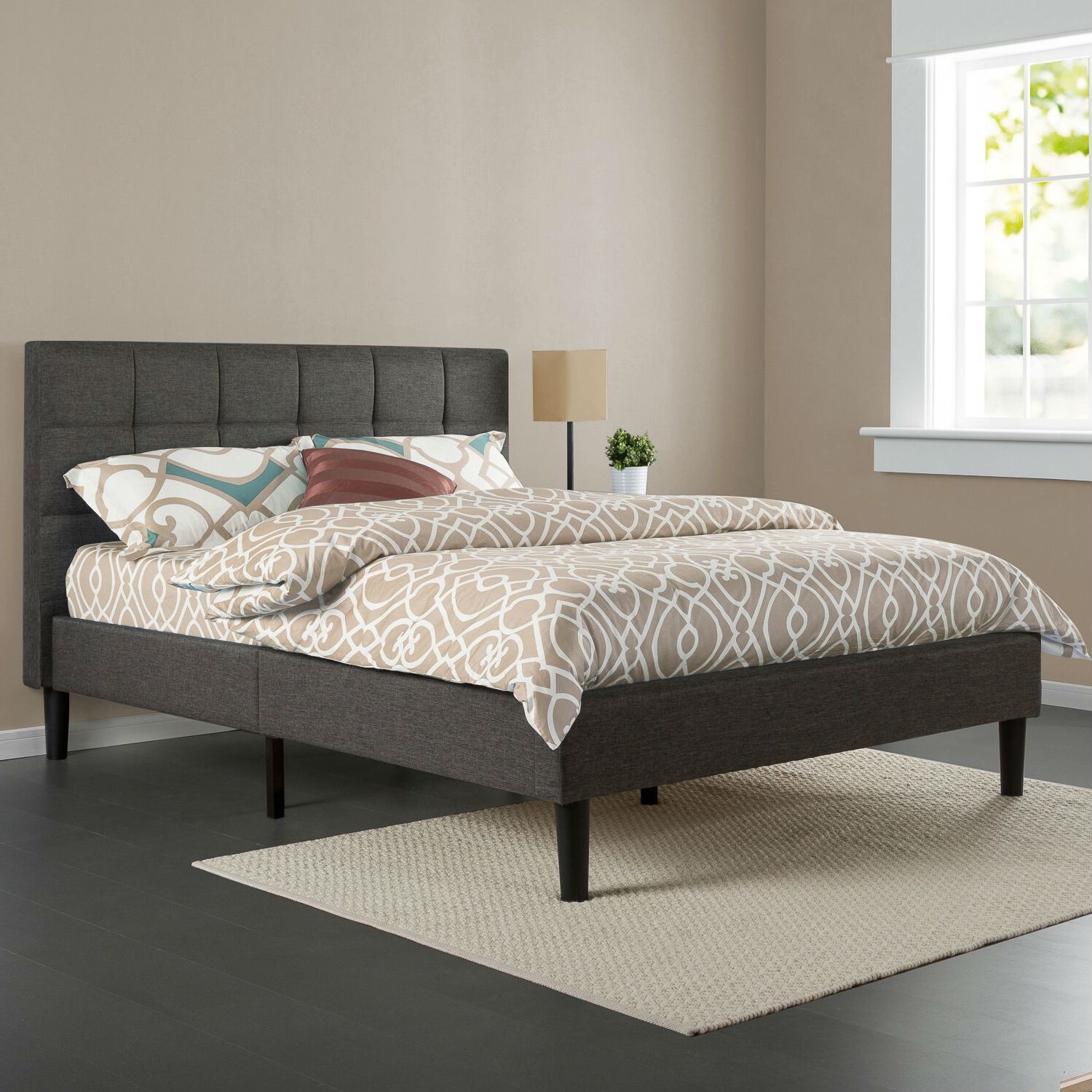 full size platform bed frame with headboard perfect upholstered platform bed queen JFXKESN