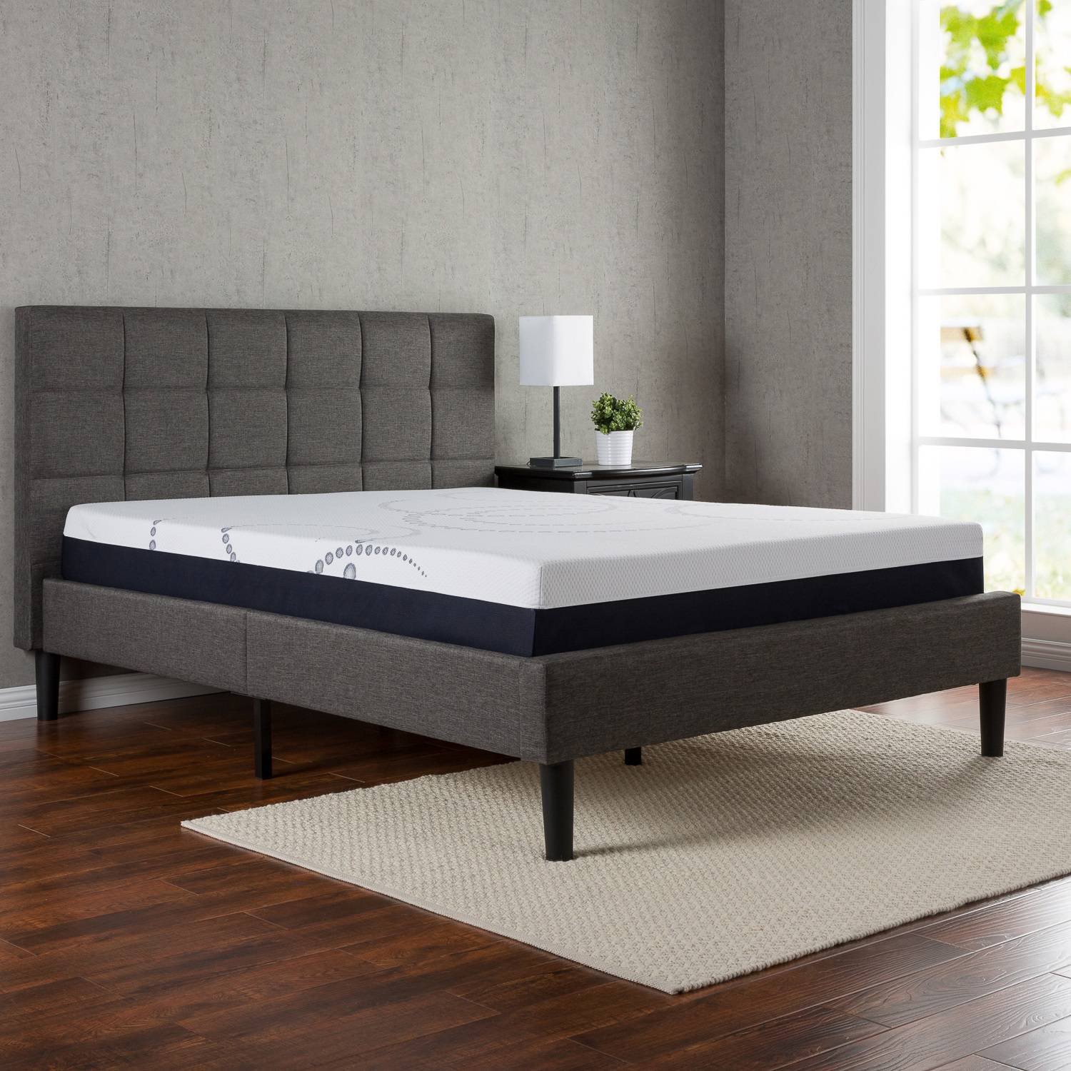 full size platform bed frame with headboard zinus upholstered square stitched platform bed with headboard and wooden VBTZJKZ
