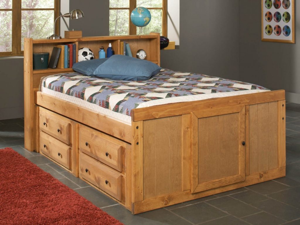 Fantastic Full Size Captains Bed with Bookcase Headboard